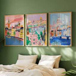 Set Of 3 London Posters, UK Travel Prints, Wall Art Set, British Landmark Poster Modern Cityscape Decor Gift - thumbnail 3