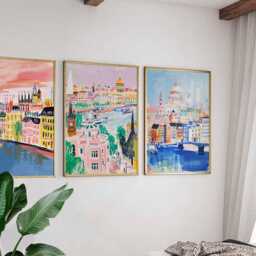 Set Of 3 London Posters, UK Travel Prints, Wall Art Set, British Landmark Poster Modern Cityscape Decor Gift - thumbnail 2