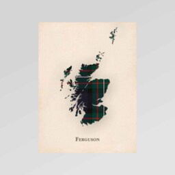 Clan Ferguson Scottish Tartan Map - Of Scotland Family Wall Decor, Ready To Hang - thumbnail 2