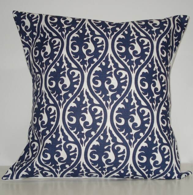 New 18x18 Inch Designer Handmade Pillow Case in Blue & White