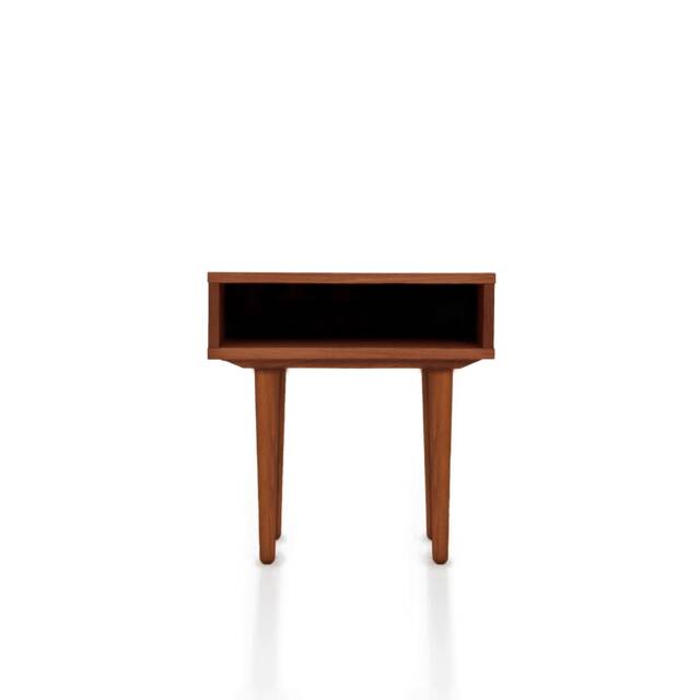 Nightstand With Open Shelf in Mid-Century Modern Style Made Of Oak Vaneer -Teak Colour -, Bedside Table Livlo T-P05 - image 1