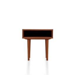 Nightstand With Open Shelf in Mid-Century Modern Style Made Of Oak Vaneer -Teak Colour -, Bedside Table Livlo T-P05