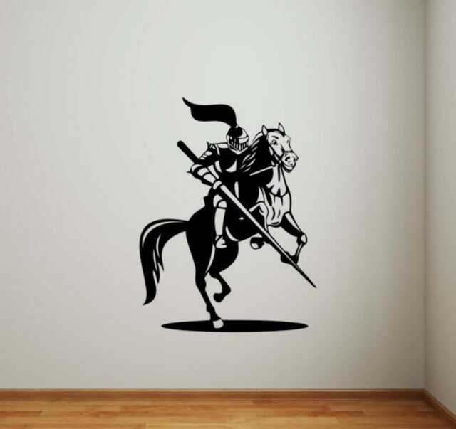 Knight Wall Decal Horseman Vinyl Sticker Medieval Murals Bedroom Interior Home Decor Housewares Door - 2Knt - image 1