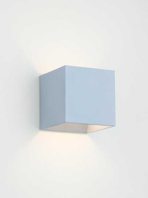 Light Blue Concrete Cube Sconce - Minimalist Wall Lamp, Handmade in Italy - image 1