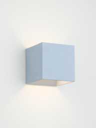 Light Blue Concrete Cube Sconce - Minimalist Wall Lamp, Handmade in Italy - thumbnail 1