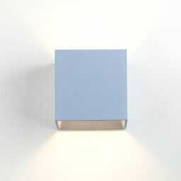 Light Blue Concrete Cube Sconce - Minimalist Wall Lamp, Handmade in Italy - thumbnail 2