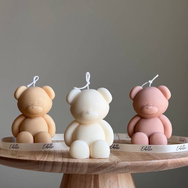 Small Teddy Bear Candle Sculptural Soy Wax, Custom Scent - image 1