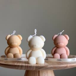 Small Teddy Bear Candle Sculptural Soy Wax, Custom Scent - thumbnail 1