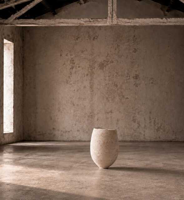 Extra-Large Sculptural Ceramic Vase Japandi Stoneware Centerpiece Hand-Built in Barcelona - image 1
