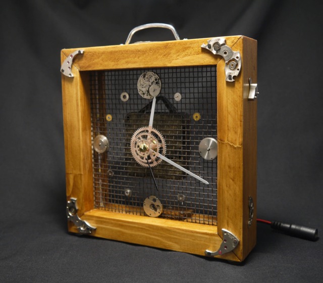 steampunk Watch Wood Lamp Wooden Table Clock Analog For Desktop Clock Lamp With Mantel - image 1