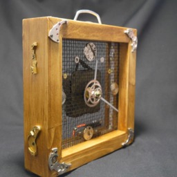 steampunk Watch Wood Lamp Wooden Table Clock Analog For Desktop Clock Lamp With Mantel - thumbnail 2