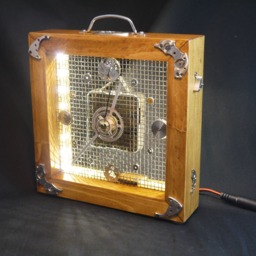 steampunk Watch Wood Lamp Wooden Table Clock Analog For Desktop Clock Lamp With Mantel - thumbnail 3