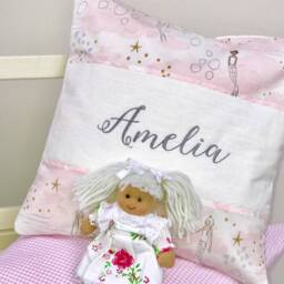 Mermaid Print Name Cushion Embroidered Girls Bedroom Decor - thumbnail 3