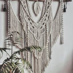 Large Macrame Backdrop, Extra Large Wall Decor With Feather, Home & Living, Boho Wall Decor, Gift For Home, Living Room - thumbnail 3