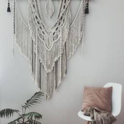 Large Macrame Backdrop, Extra Large Wall Decor With Feather, Home & Living, Boho Wall Decor, Gift For Home, Living Room - thumbnail 2
