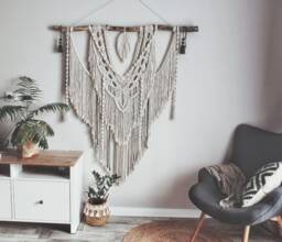 Large Macrame Backdrop, Extra Large Wall Decor With Feather, Home & Living, Boho Wall Decor, Gift For Home, Living Room