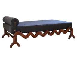 Solid Walnut Boucl?? Day Bed - Luxury Handcrafted UK Furniture Home Decor - thumbnail 1