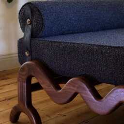 Solid Walnut Boucl?? Day Bed - Luxury Handcrafted UK Furniture Home Decor - thumbnail 2
