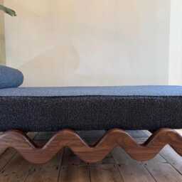 Solid Walnut Boucl?? Day Bed - Luxury Handcrafted UK Furniture Home Decor - thumbnail 4