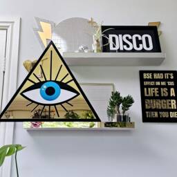 All Seeing Eye Mirror - Evil Nazar Amulet Handmade Wall Decor Boho Eclectic - thumbnail 2