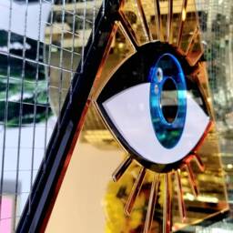 All Seeing Eye Mirror - Evil Nazar Amulet Handmade Wall Decor Boho Eclectic - thumbnail 3