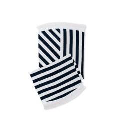 Personalized Beach Towel - Circular Navy & White Stripes Striped Best Friends Customized Gift Vacation Memento For Her - thumbnail 2