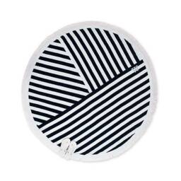 Personalized Beach Towel - Circular Navy & White Stripes Striped Best Friends Customized Gift Vacation Memento For Her - thumbnail 1