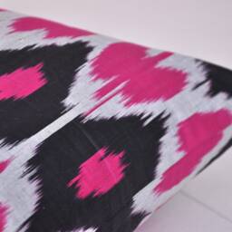 Pink Black Ikat Pillow Cover, Handmade Cotton Cushion - 20x20 In - thumbnail 3
