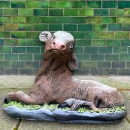 Handmade Concrete Lamb Statue Charming Stone Calf Figurine Garden Cow Decoration Cement Farm Animal Sculpture Outdoor Ornament Lamb Art - thumbnail 1