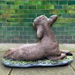 Handmade Concrete Lamb Statue Charming Stone Calf Figurine Garden Cow Decoration Cement Farm Animal Sculpture Outdoor Ornament Lamb Art - thumbnail 3