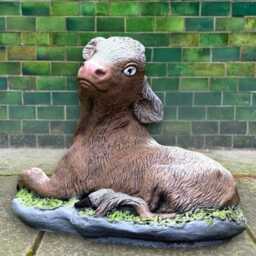Handmade Concrete Lamb Statue Charming Stone Calf Figurine Garden Cow Decoration Cement Farm Animal Sculpture Outdoor Ornament Lamb Art - thumbnail 4