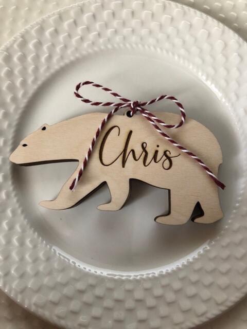 25 Personalised Laser Cut Polar Bear Ornament/Custom With Name/Bear Ornament/Christmas Tree Ornament/Custom Bear/Gift Tag - image 1