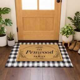 Personalised Established Date Doormat - Botanical Corner Border Est - Family Year Mat Anniversary Gift - thumbnail 2