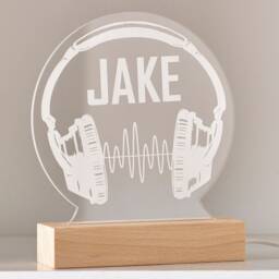 Personalised Music Dj Gamer Headphone Night Light, Childrens Multi Colour Led Lamp - thumbnail 2