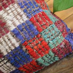 Vintage Handwoven Kilim Cushion Cover - Turkish Wool Pillow - 16In - thumbnail 3