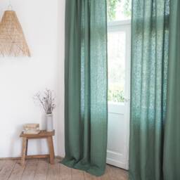 Green Rod Pocket Curtain Panel Heavy Linen - 280 G/M2 1 Pcs - thumbnail 2