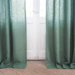 Green Rod Pocket Curtain Panel Heavy Linen - 280 G/M2 1 Pcs - thumbnail 3