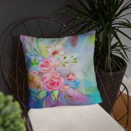 Watercolor Rose Basic Pillow - thumbnail 4