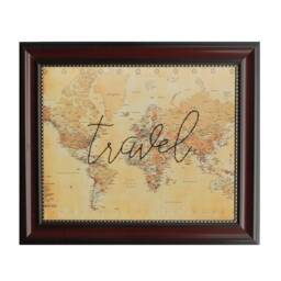 Travel World Map Hand-Embroidered Vintage Wall Art Gift - thumbnail 3