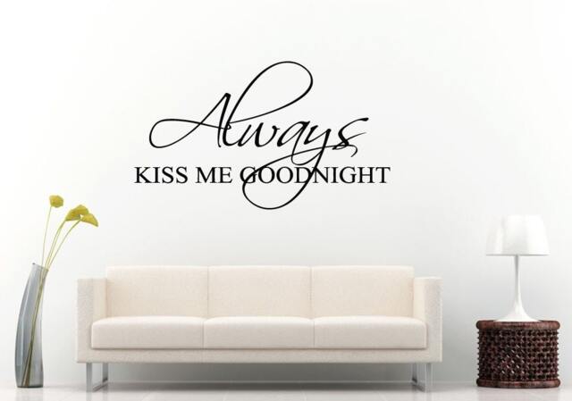 Always Kiss Me Good Night Words Sleep Quote Citation Saying Bedroom Sleeping Room Wall Decal Vinyl Sticker Mural Decor L1159 - image 1