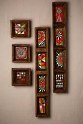 Ceramic Wall Art Set Of 5 - Handmade Framed Tiles Made To Order Stairway Rectangle
