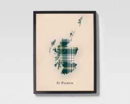 Clan St Patrick Scottish Tartan Map - Of Scotland Family Wall Decor, Ready To Hang - thumbnail 1