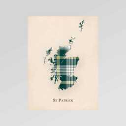 Clan St Patrick Scottish Tartan Map - Of Scotland Family Wall Decor, Ready To Hang - thumbnail 2