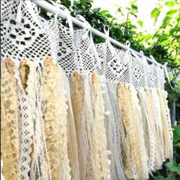 Shabby Chic Lace Garland Wedding Photo Backdrop, Rustic Beige Bunting 16 - thumbnail 2