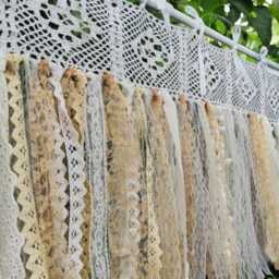 Shabby Chic Lace Garland Wedding Photo Backdrop, Rustic Beige Bunting 16 - thumbnail 3