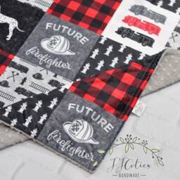 Fire Truck Minky Baby Blanket-Personalized Firefighter Personalized Blanket - Fireman Blanket Boy-Firetruck Nursery - thumbnail 2