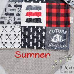 Fire Truck Minky Baby Blanket-Personalized Firefighter Personalized Blanket - Fireman Blanket Boy-Firetruck Nursery - thumbnail 3