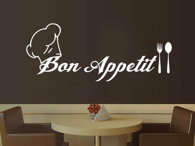 Bon Appetit Wall Decals Art Vinyl Sticker Spoon & Fork Decal Home Decor Cafe Kitchen Restaurant Bedroom Ms109 - image 1