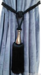 1 Modern Elegant Handmade Black Color Window Treatment Hardware Curtain/Drapery/Drape Tassel Double Rope Tieback/Holdback W/Chrome Steel - thumbnail 1
