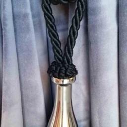 1 Modern Elegant Handmade Black Color Window Treatment Hardware Curtain/Drapery/Drape Tassel Double Rope Tieback/Holdback W/Chrome Steel - thumbnail 3